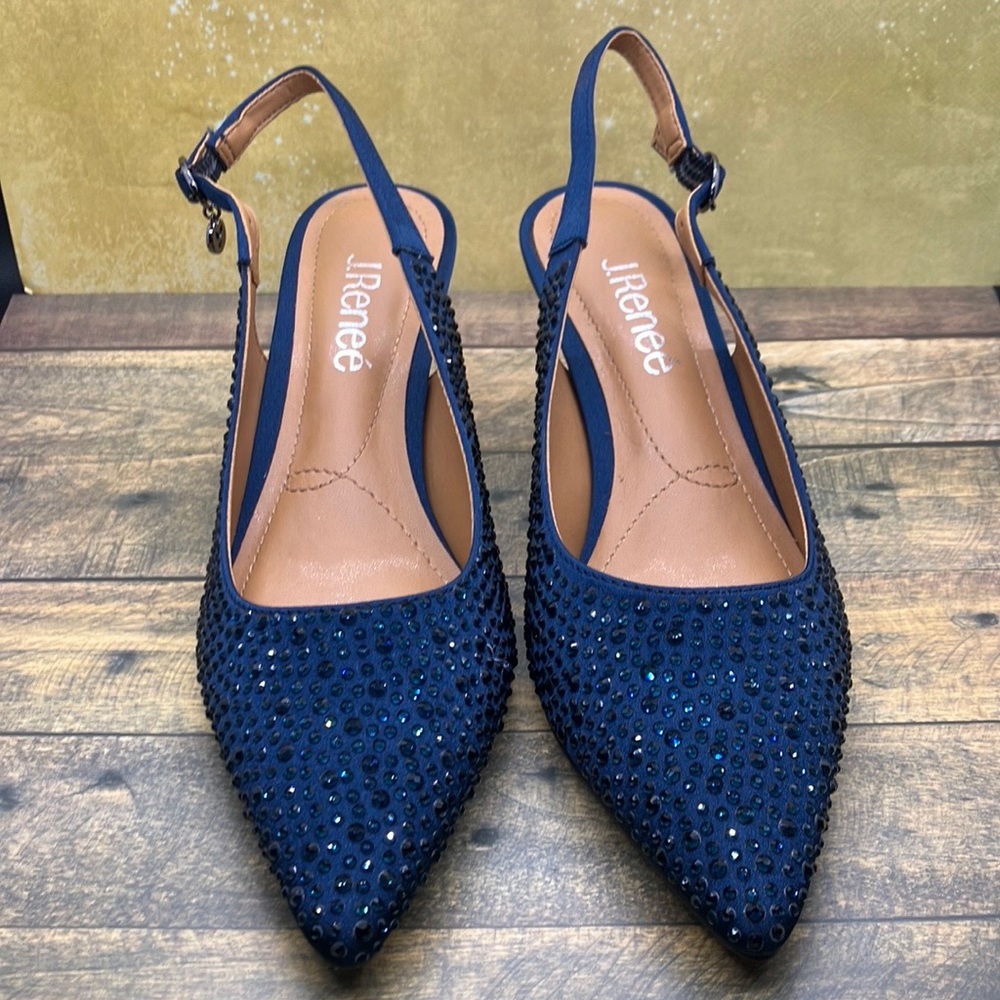 J. Reneé Ferry Anne Navy Satin with Rhinestones